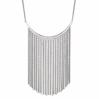 Silver multi chain drop necklace